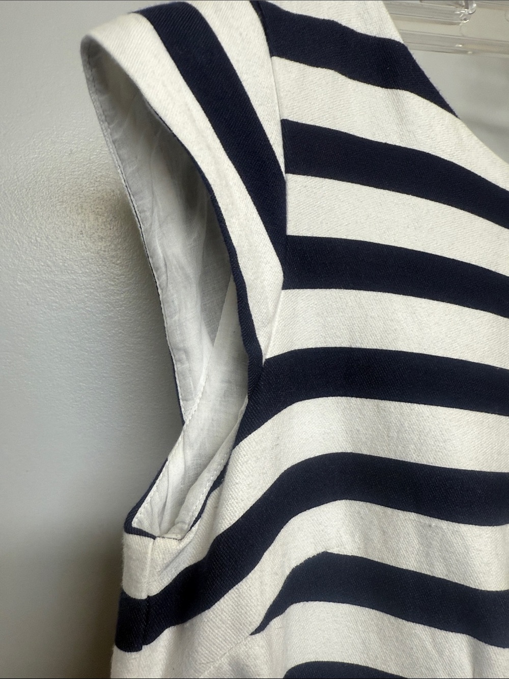 Kate Spade Silk Navy White Striped Fit & Flare Aline Prep Midi Dress w/Pockets - Picture 3 of 8